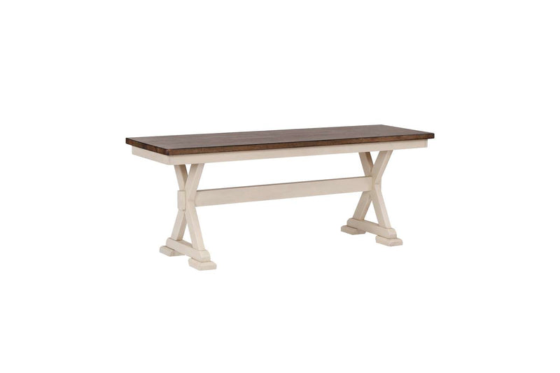 Penn Dining Bench - Antique White/Brown