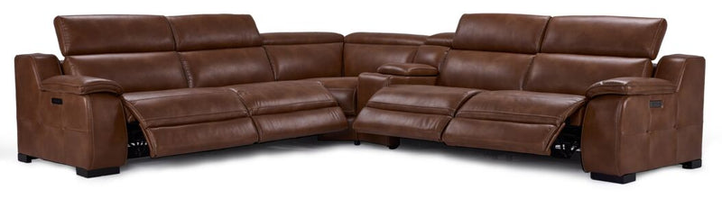 Lee 6-Piece Power Reclining Sectional - Brown | Furniture.ca