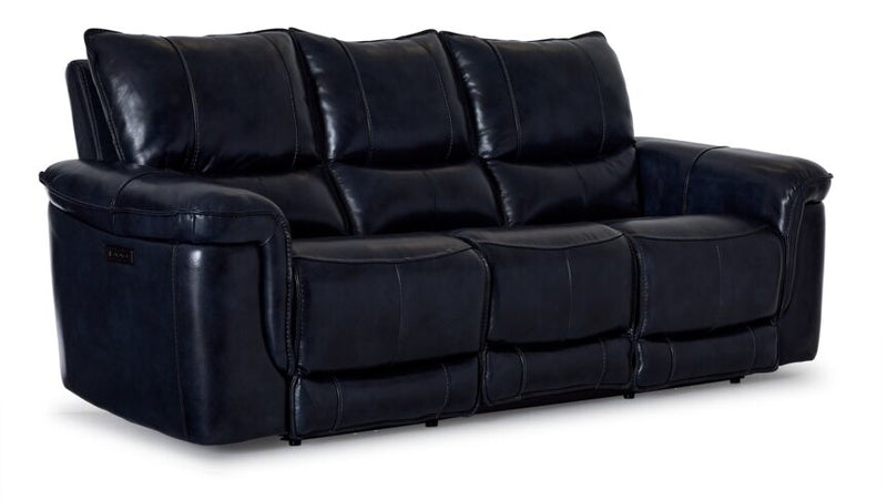 Aldridge Leather Dual Power Reclining Sofa - Dark Blue