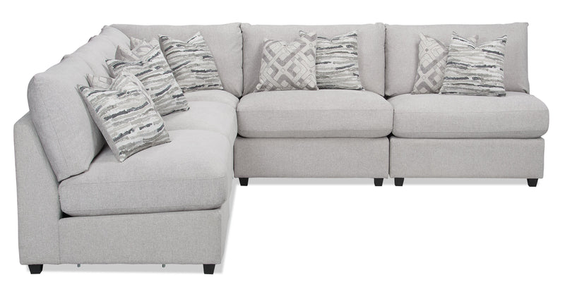 Evolve Linen-Look Fabric 5-Piece Modular Sectional with 4 Armless Chairs - Light Grey