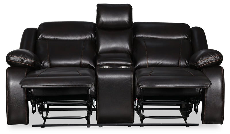 Andrey Leath-Aire Reclining Loveseat - Blackberry