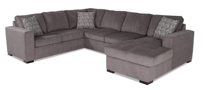 Tales 3-Piece Right-Facing Chenille Sleeper Sectional Sofa - Pewter