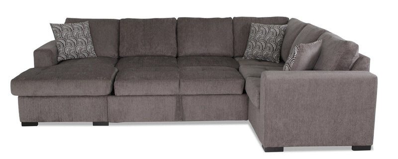 Tales 3-Piece Left-Facing Chenille Sleeper Sectional Sofa - Pewter