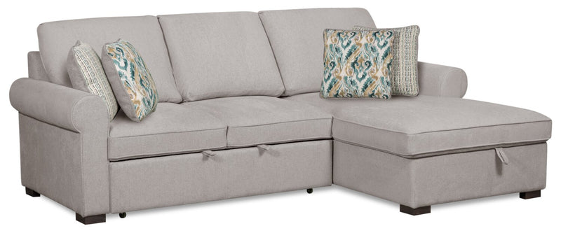 Valley 2-Piece Right-Facing Chenille Sleeper Sectional - Grey
