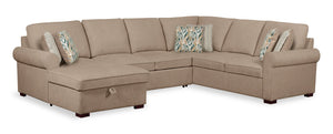 Valley 3-Piece Chenille Left-Facing Sleeper Sectional - Taupe