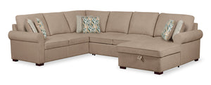 Valley 3-Piece Chenille Right-Facing Sleeper Sectional - Taupe