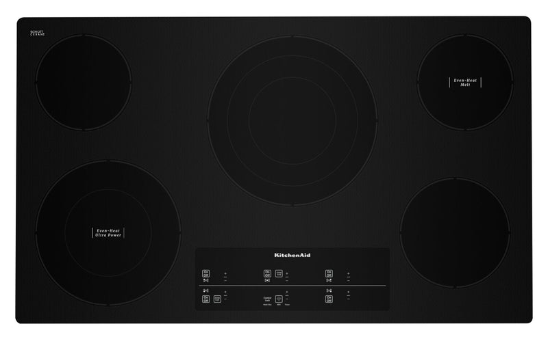 KitchenAid 36" Electric Cooktop with Touch-Activated Controls - KCES956KBL