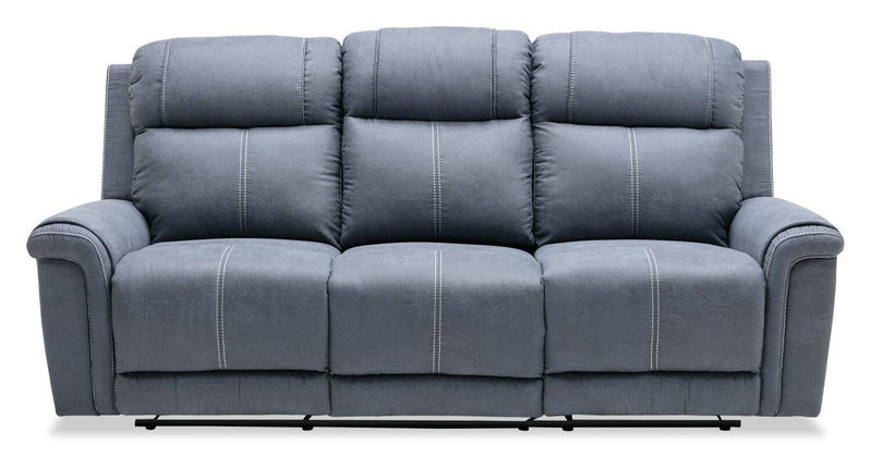 Bevale Microsuede Reclining Sofa - Steel