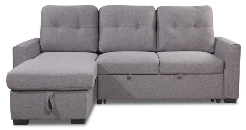 Happes 2-Piece Linen-Look Fabric Left-Facing Sleeper Sectional - Solis Grey