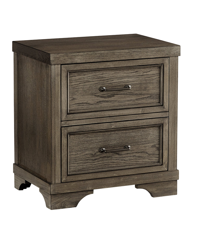 Abner 2-Drawer Night Stand - Brushed Pewter