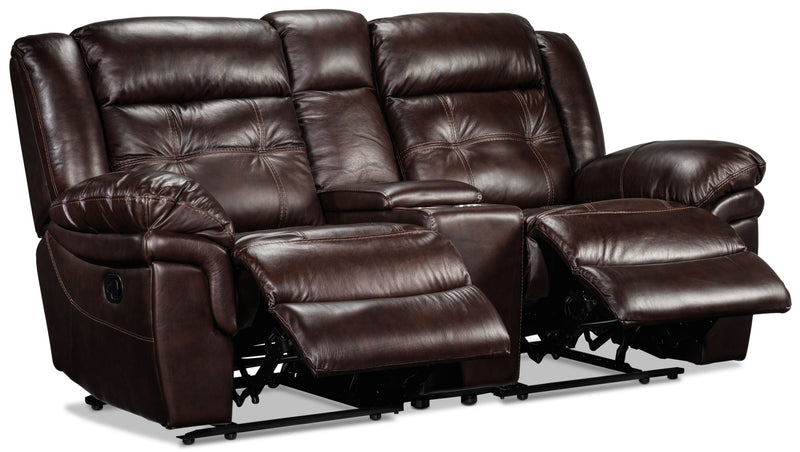 Leighland Reclining Loveseat with Console - Brown