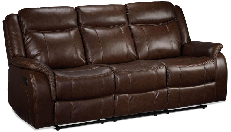 Robson Reclining Sofa with Drop Tray - Whiskey Brown