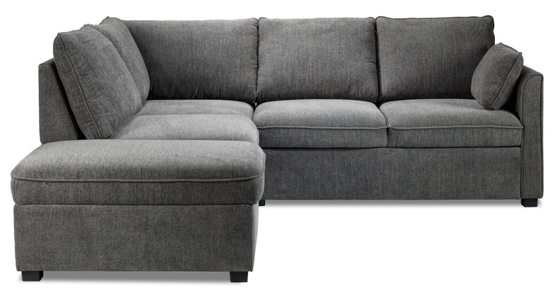 Delta Sectional with Right-Facing Pop-Up Bed - Grey