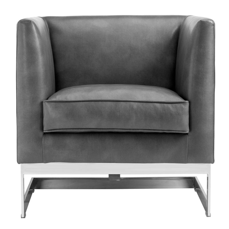 Loha Grey Leather Accent Chair