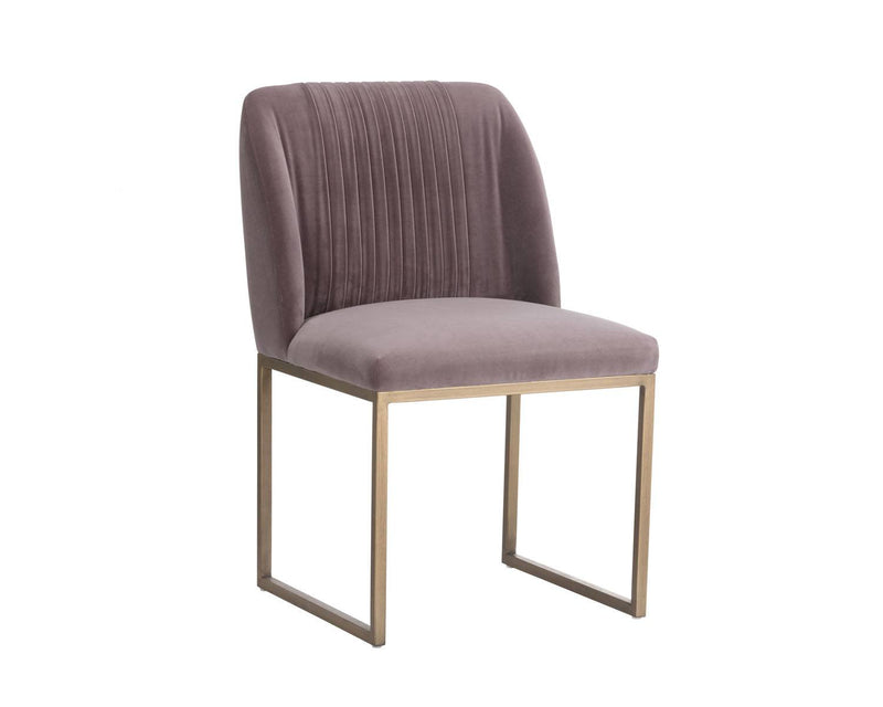 Carso Velvet Dining Chair - Purple/Brass - Set of 2