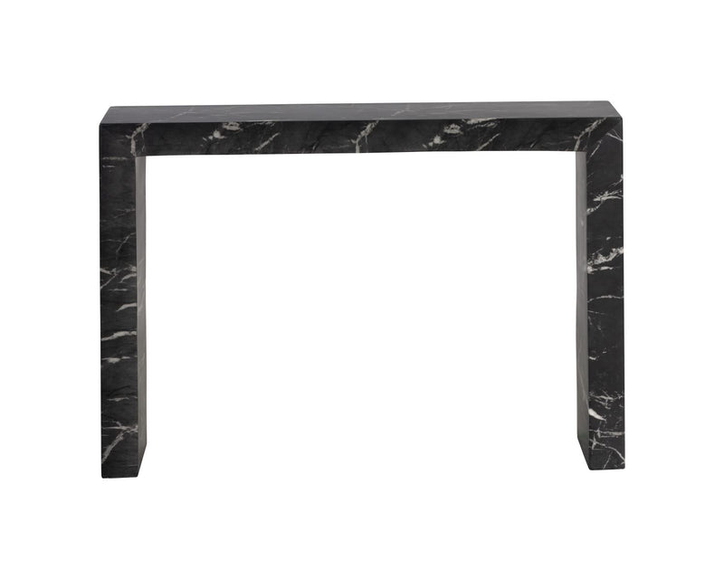Ian Concrete Marble Look Indoor/Outdoor Console Table - Black