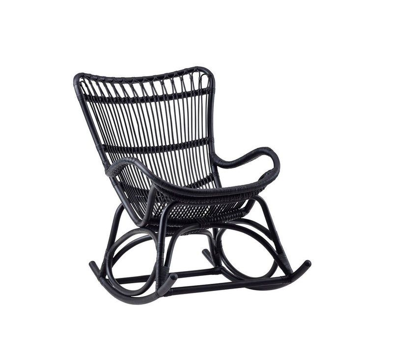 Klyne Natural Rattan Rocking Chair - Black