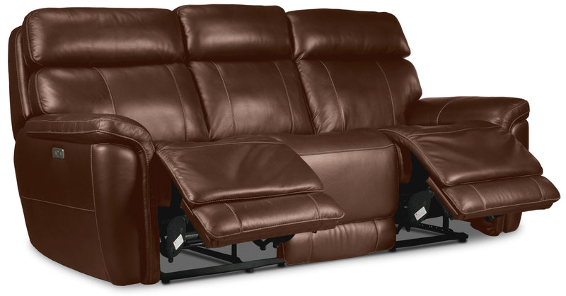 Zane Dual Power Reclining Sofa - Chestnut