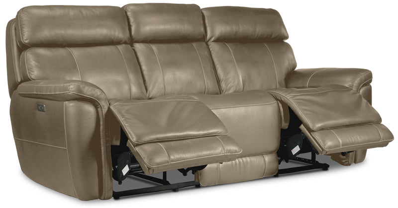 Zane Dual Power Reclining Sofa - Pebble