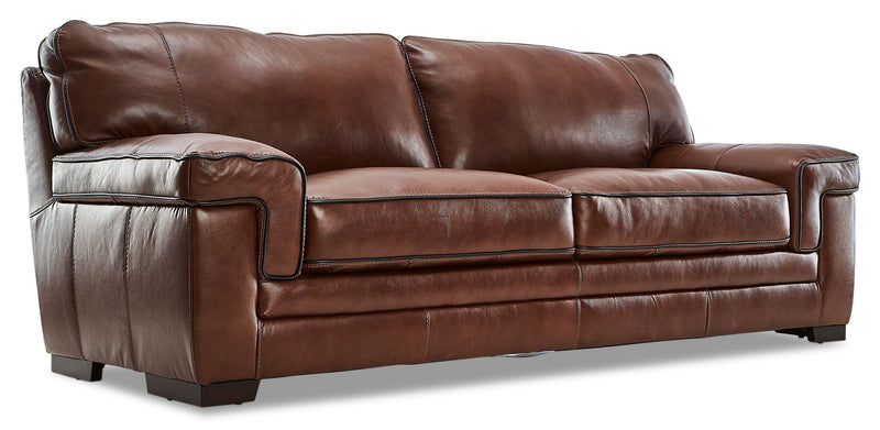 Colton Genuine Leather Sofa - Cognac