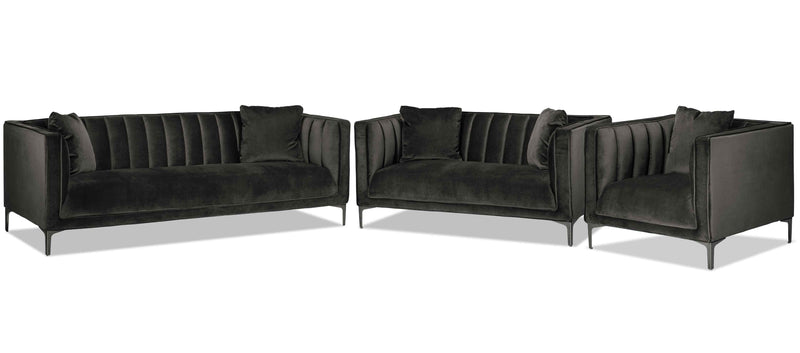 Taylin Sofa, Loveseat and Chair Set - Dark Grey