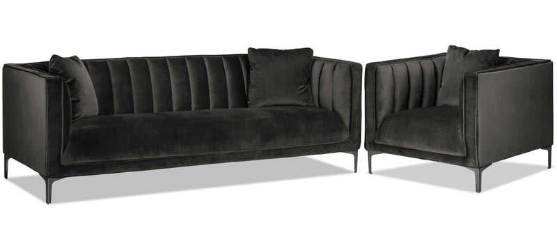 Taylin Sofa and Chair Set - Dark Grey
