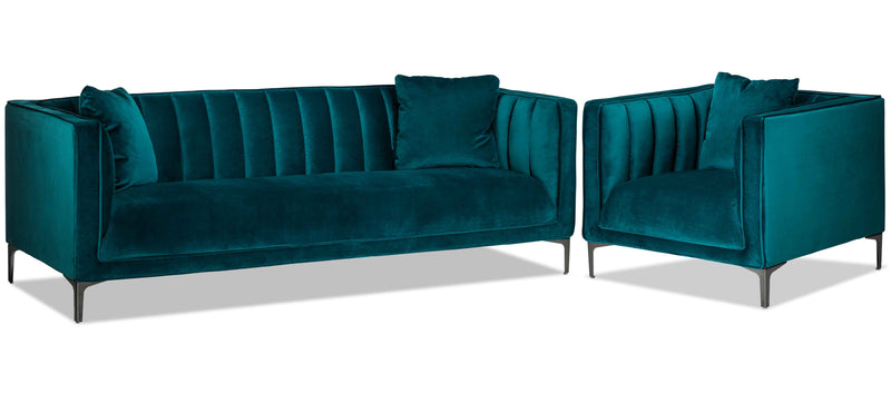 Taylin Sofa and Chair Set - Green