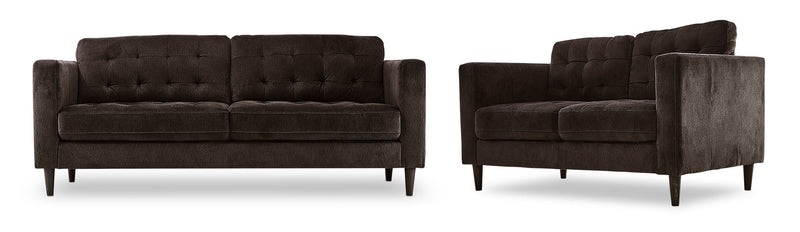 Julianstown Sofa and Loveseat Set - Dark Chocolate