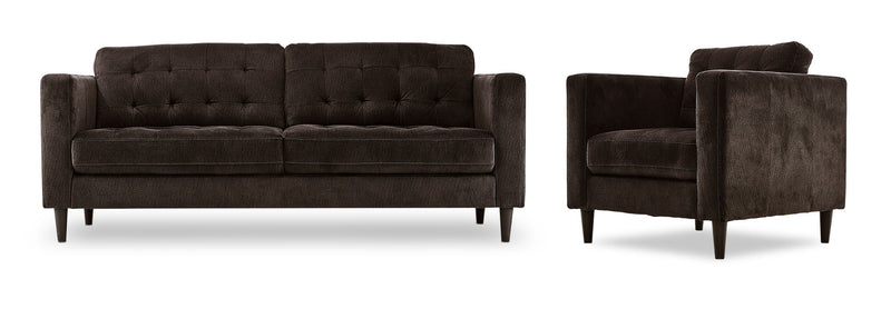 Julianstown Sofa and Chair Set - Dark Chocolate