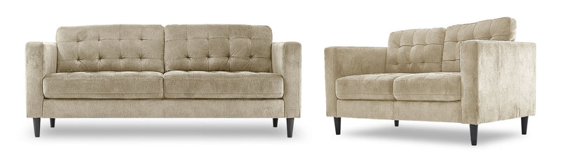 Julianstown Sofa and Loveseat Set - Taupe