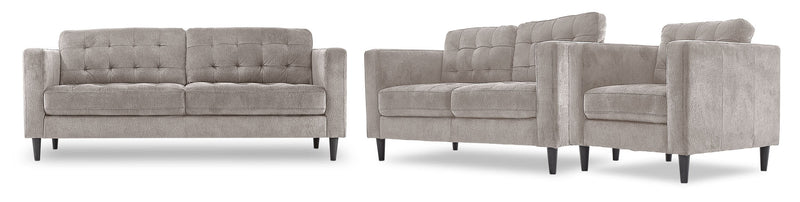 Julianstown Sofa, Loveseat and Chair Set - Light Grey
