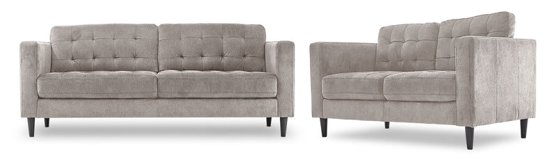 Julianstown Sofa and Loveseat Set - Light Grey