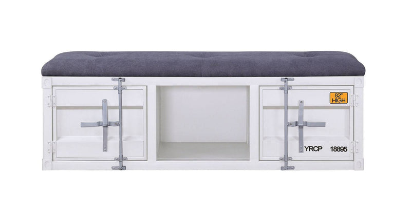 Konto Industrial Storage Bench - White/Grey