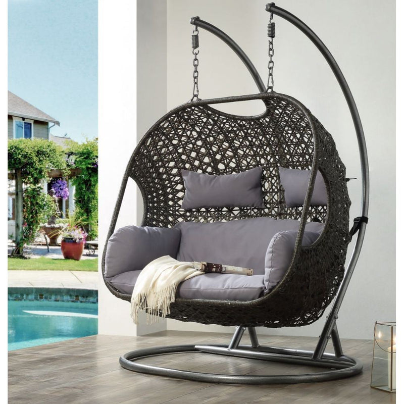 Alonsa Outdoor 2 Seat Swing Chair - Grey/Black