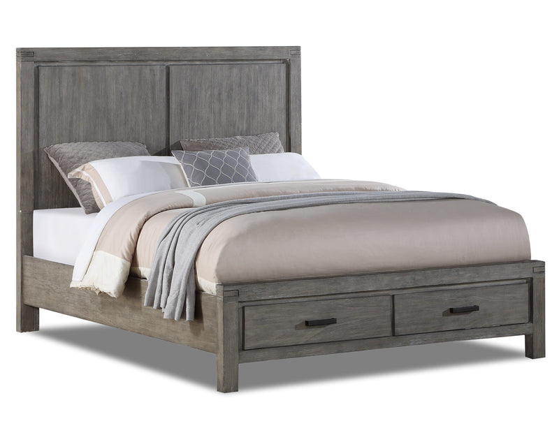 Conrad Queen Bed - Wire-Brushed Grey