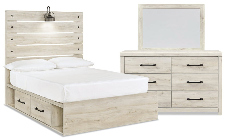 Naylon 5-Piece Full Bedroom Set with Side Storage - White