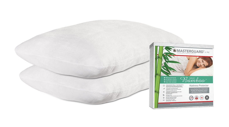 MasterGuard® Natural Bamboo™ Queen Mattress Protector with 2 Natural Bamboo Pillows