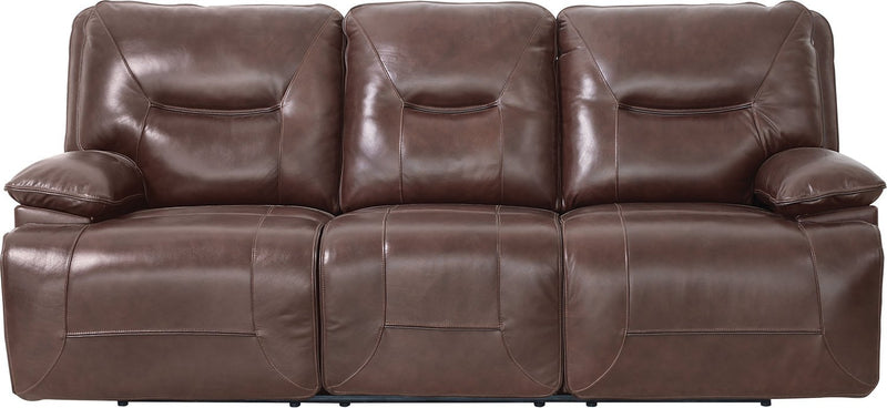 Vega Genuine Leather Power Reclining Sofa - Burgundy