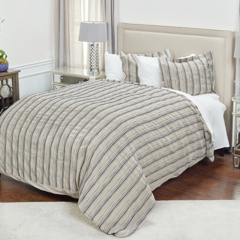 Kottayam Linen King Duvet Navy/ Natural Furniture.ca