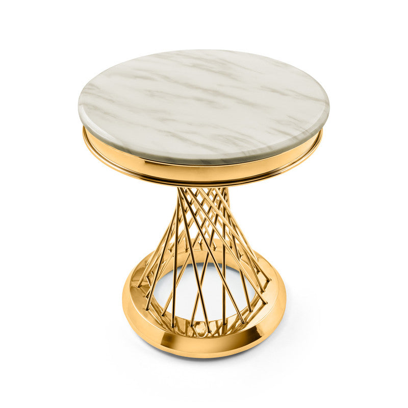 Wahis Marble Round End Table - Gold