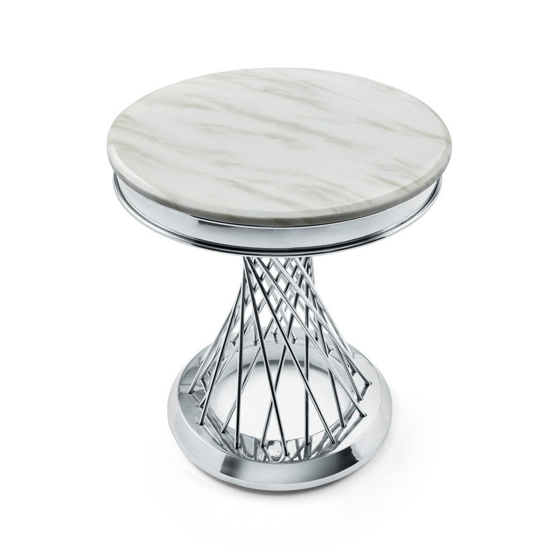 Wahis Marble Round End Table - Silver
