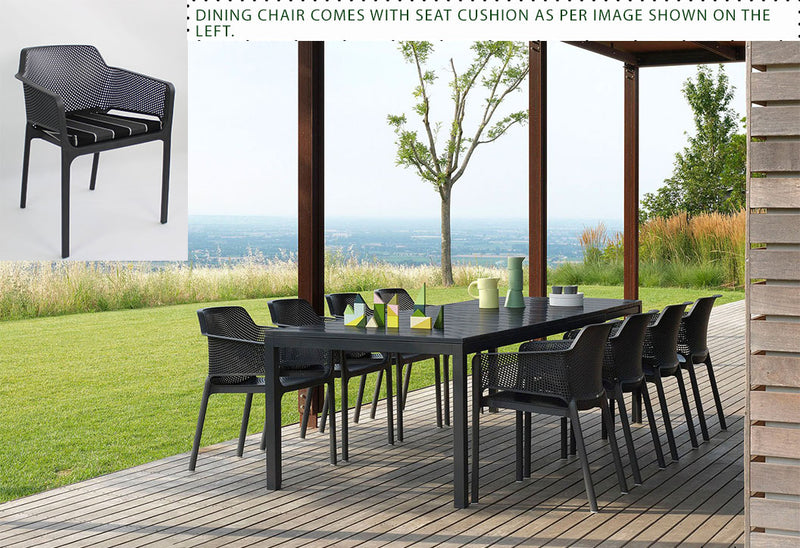 Nardi Rio 9-Piece Outdoor Extension Dining Set - Black