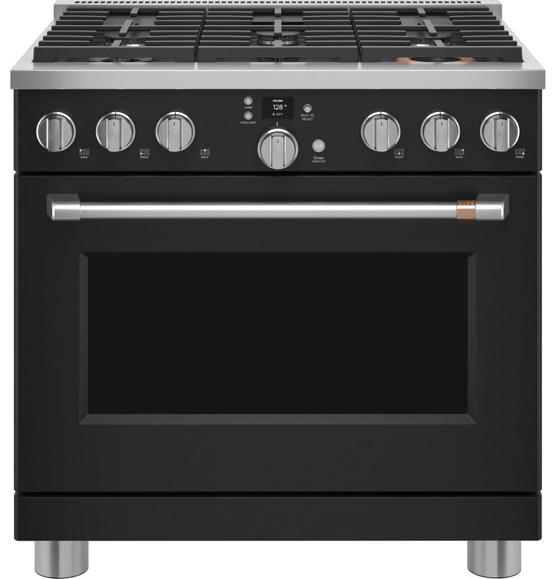 Café Matte Black 36" Commercial-Style 6-Burner Dual-Fuel Smart Range (5.75 Cu.Ft) - C2Y366P3TD1