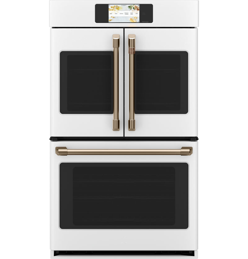 Café Professional Series 30" Smart Built-In French-Door Double Wall Oven - CTD90FP4NW2 - Double Wall Oven in Matte White 