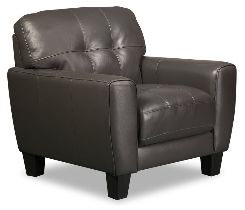 Cousteau Genuine Leather Chair - Grey