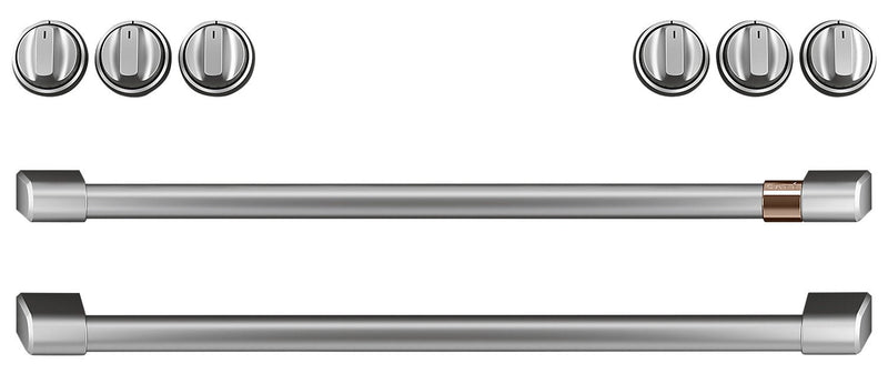 Café Gas Range Brushed Stainless Steel Knobs and Handles Set - CXFCGHKPMSS