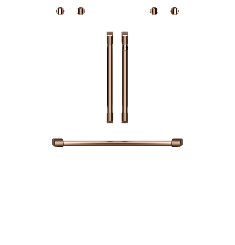 Café™ Brushed Copper 2Pcs. French-Door Handles; 1Pc. 30" Handle; 4Pcs. Knobs Set - CXWDFHKPMCU