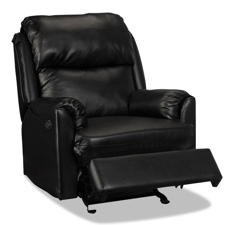 Romford Faux Leather Power Recliner - Black