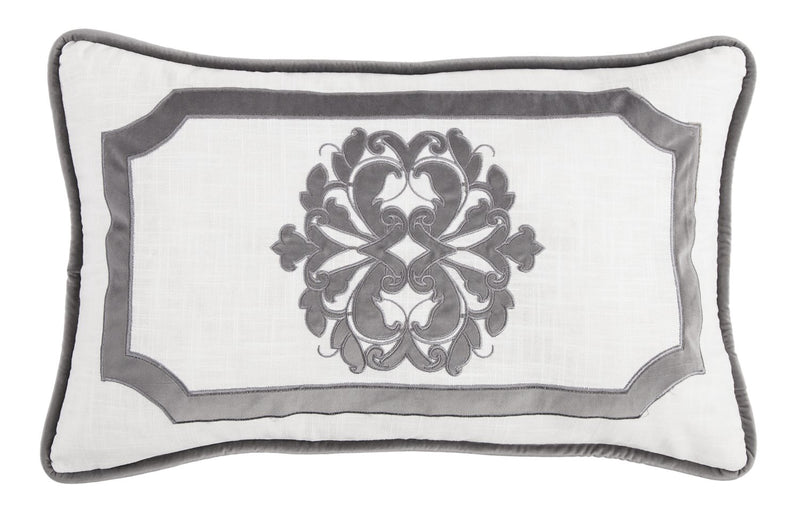 Wiscasset Velvet Decorative Pillow - White/Grey