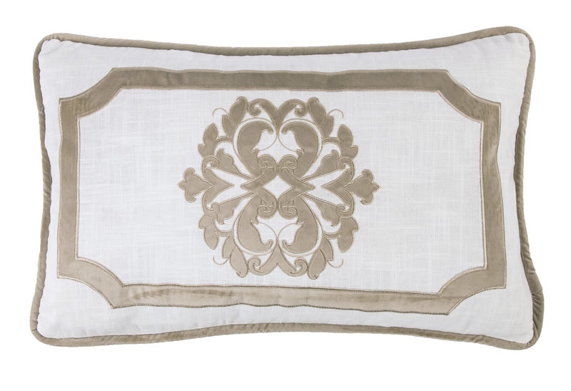 Wiscasset Velvet Decorative Pillow - White/Tan